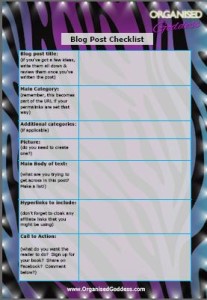Organised Goddess picture of Blog Post checklist template - download it here